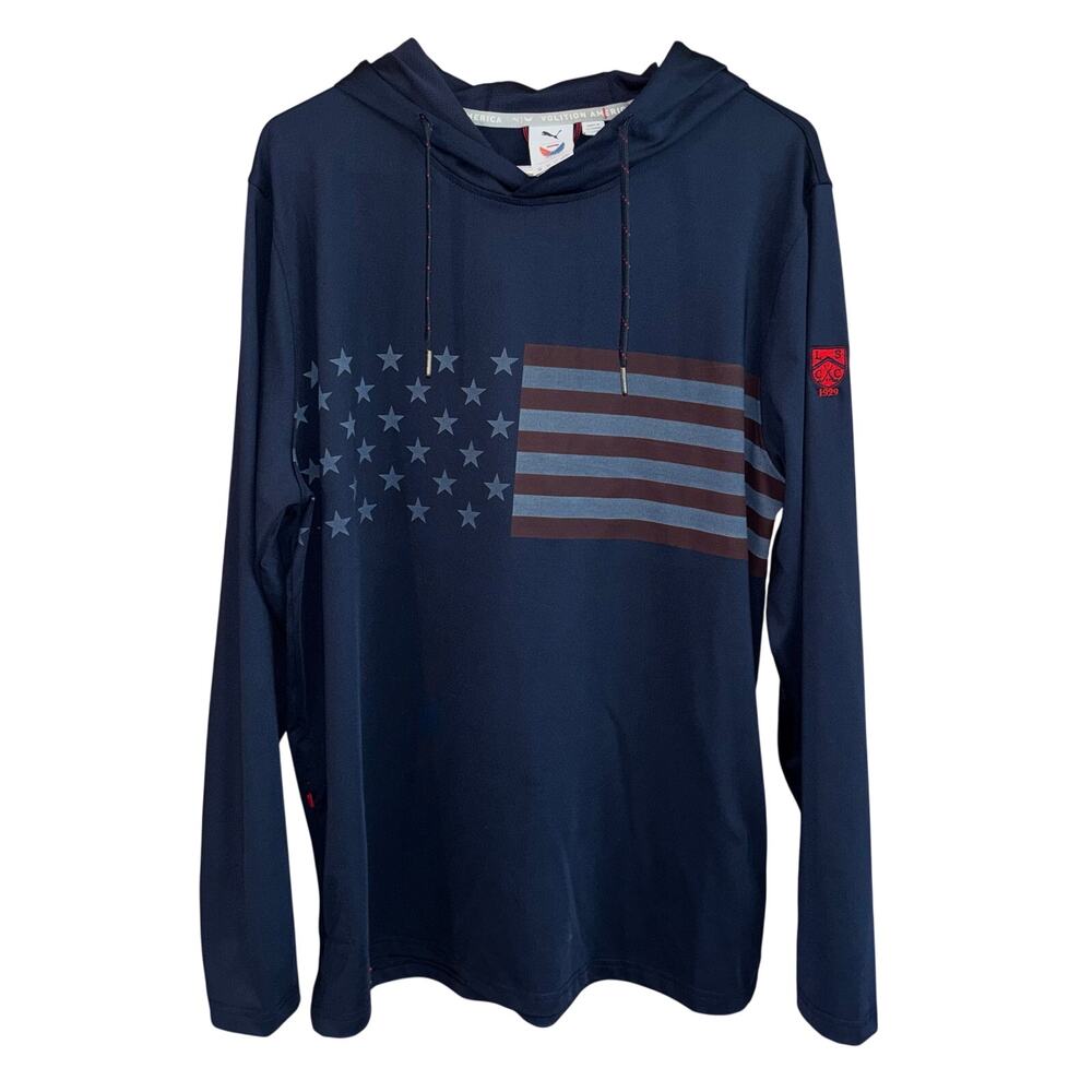 Puma x Volition America red white blue flag lightweight hoodie (medium)